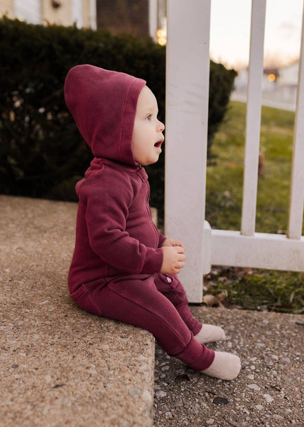 Organic Cozy Zipper Romper in Sugarplum: 18-24m - Baby clothing