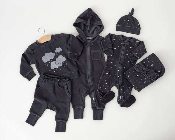 Organic Cozy Zipper Romper in Coal: 18-24m - Baby clothing