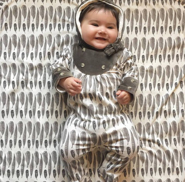 Button Yoke Jumpsuit | Charcoal Feather - Size 0-3 - Through my baby's eyes
