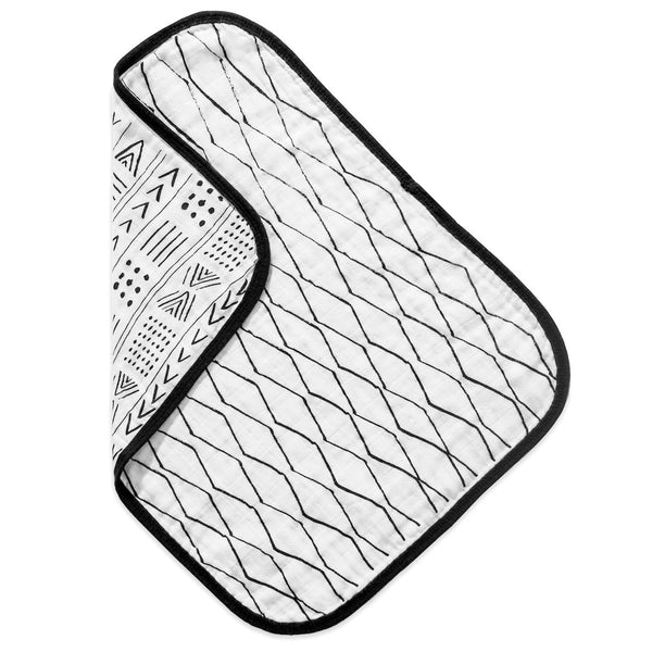 4 LAYER ORGANIC COTTON MUSLIN BURP CLOTH - REVERSIBLE MUDCLOTH + MOROCCAN - Through my baby's eyes