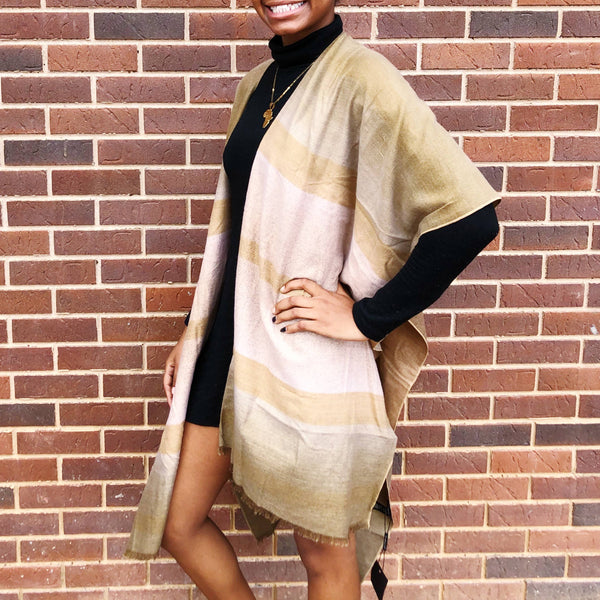 Ombre Stripe Kimono in Camel