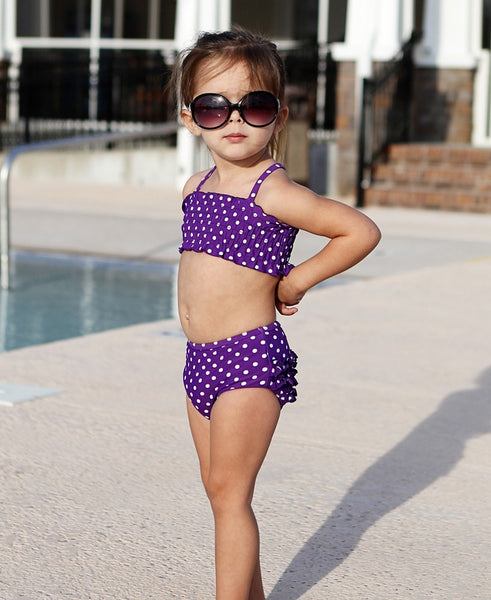 RuffleButts Ruched Polka Dot Bikini - Through my baby's eyes