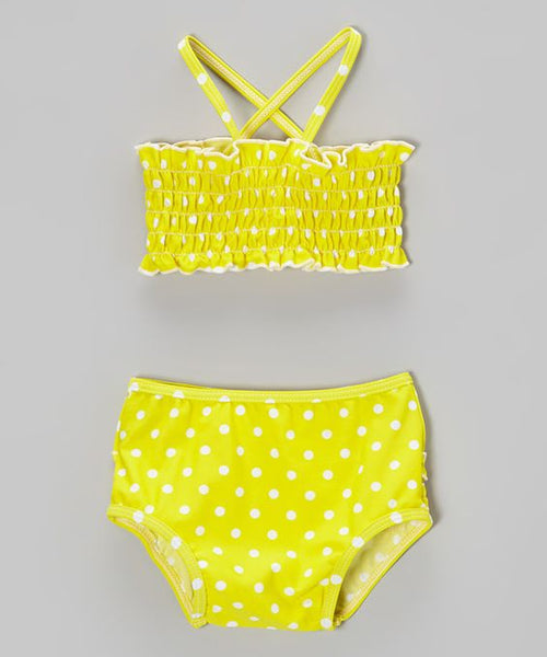 RuffleButts Ruched Polka Dot Bikini - Through my baby's eyes