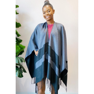 Bold Style Ruana in Black/Charcoal