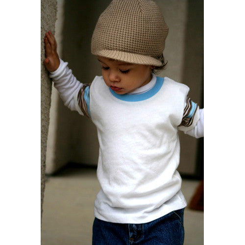 Tan Waffle Visor Beanie with Tag - Through my baby's eyes