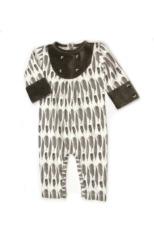Button Yoke Jumpsuit | Charcoal Feather  - Size 0-3 - Through my baby's eyes