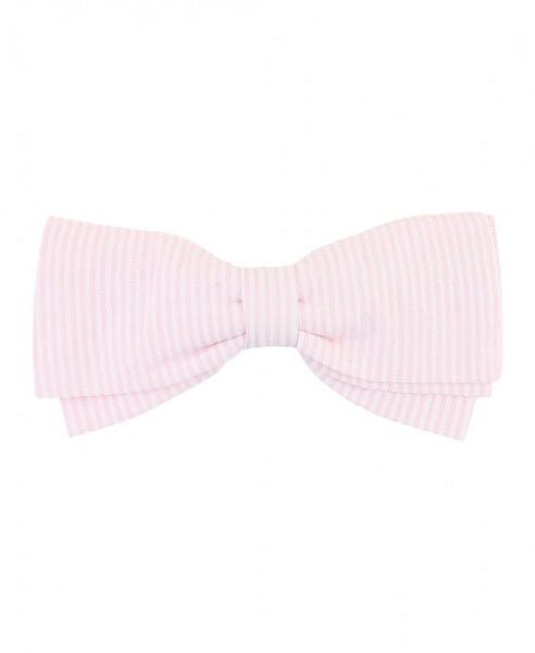Pink Seersucker Hair Bow - Through my baby's eyes