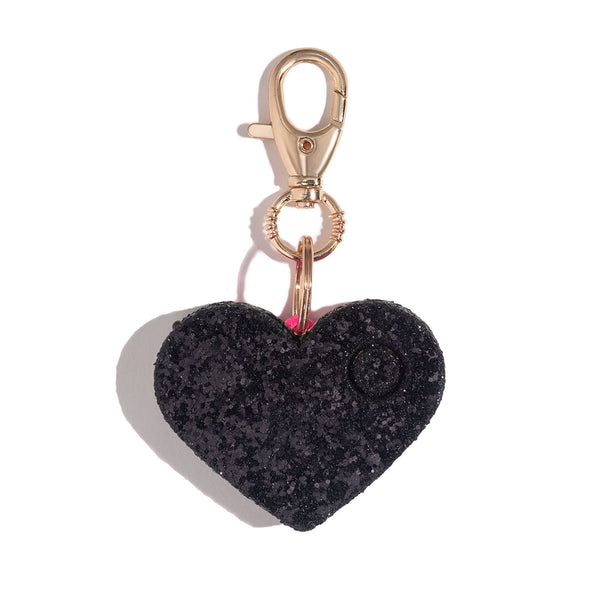 Black Glitter Heart Personal Alarm