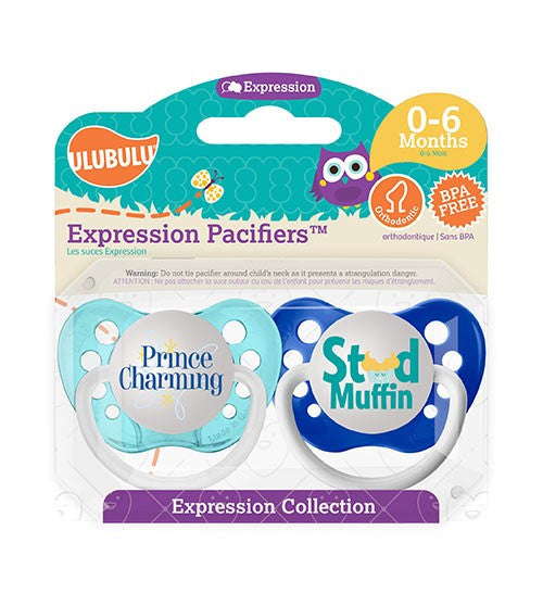 Expression Pacifiers - Prince Charming & Stud Muffin 0-6M - Through my baby's eyes