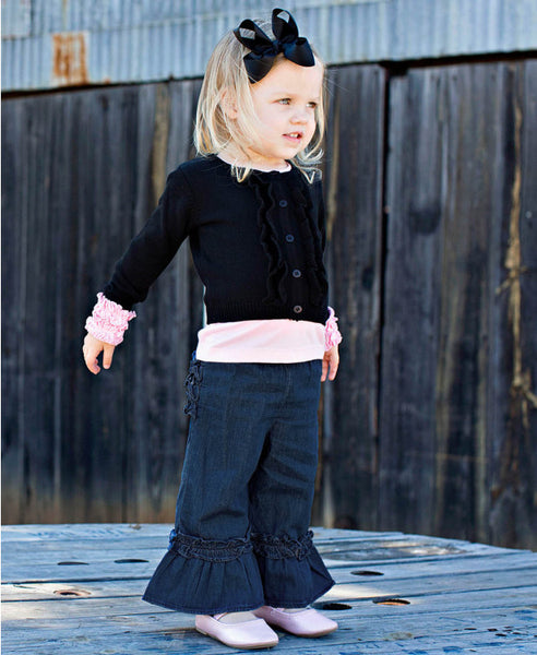 Black Ruffled Cardigan - Through my baby's eyes