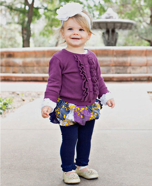 Plum Ruffled Cardigan - Through my baby's eyes