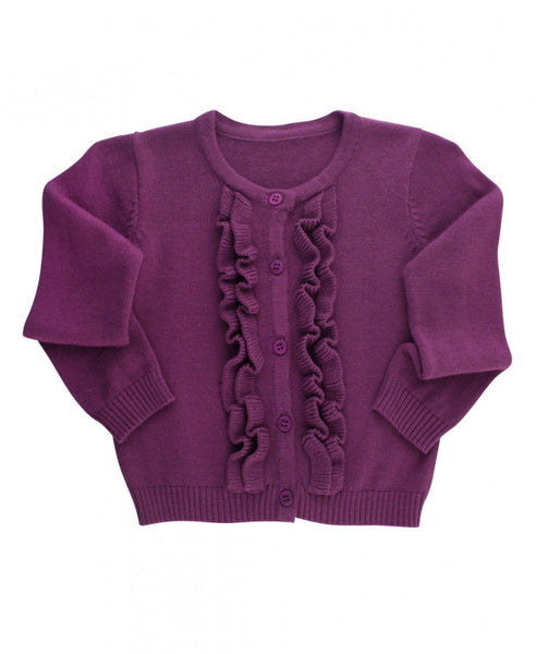 Plum Ruffled Cardigan - Through my baby's eyes