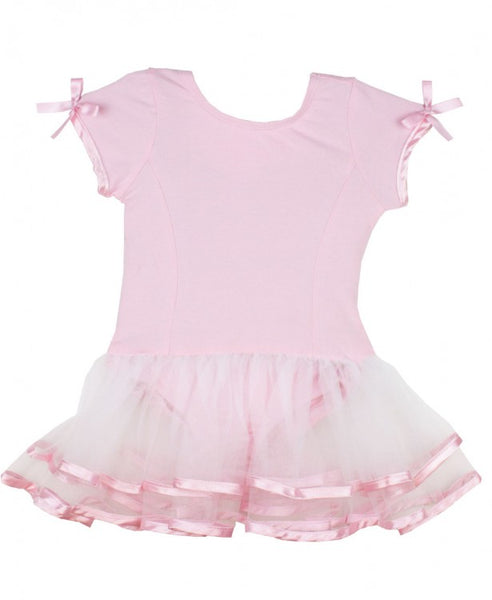 Short Sleeve Pink & White Tutu Leotard - Through my baby's eyes