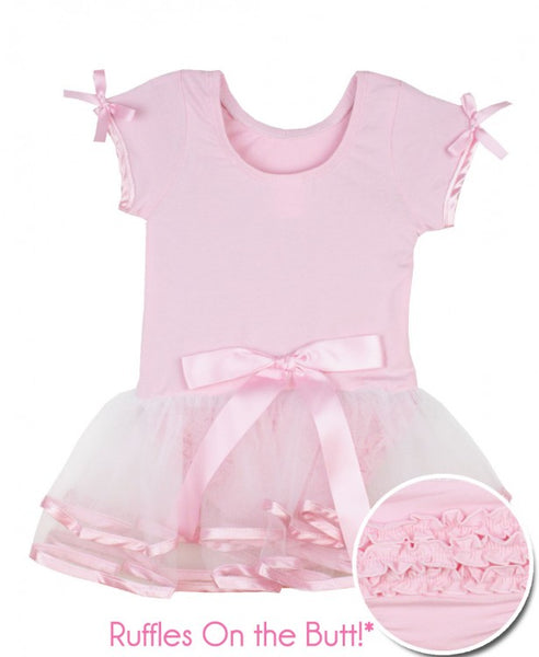 Short Sleeve Pink & White Tutu Leotard - Through my baby's eyes