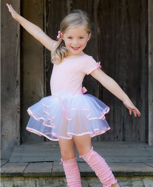Short Sleeve Pink & White Tutu Leotard - Through my baby's eyes