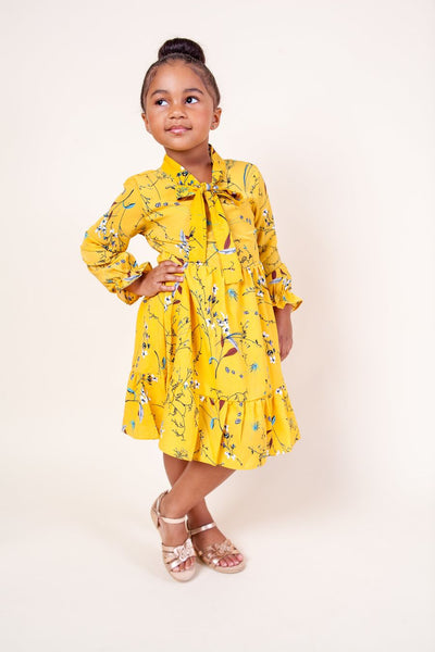 Leslie Dress - Blue, White, Yellow