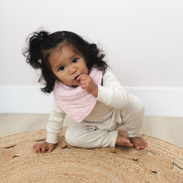 Pink Leaves & Cotton Candy Classic Muslin Bandana Bib Set
