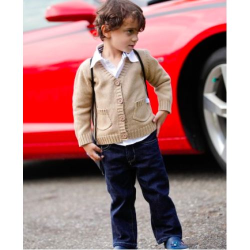 Tan Grandpa Cardigan - Through my baby's eyes