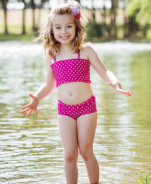 RuffleButts Ruched Polka Dot Bikini - Through my baby's eyes