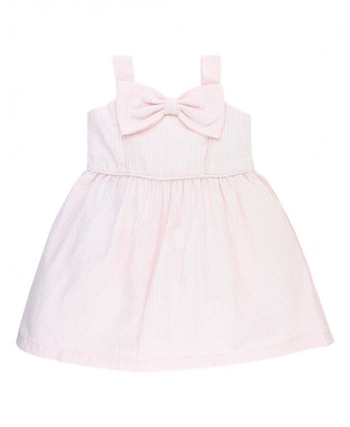 Pink Seersucker Fit & Flare Bow Dress - Through my baby's eyes