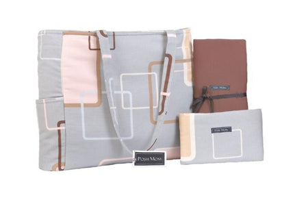 Diaper Bag (3 pc set) - Retro Square