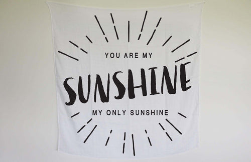 Organic Cotton Muslin Swaddle Blanket - You are my sunshine - Through my baby's eyes