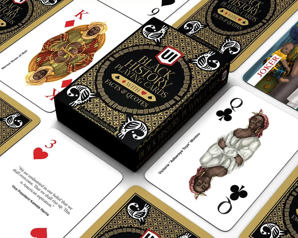 Black History Playing Cards with custom illustrations: Black & Gold Edition