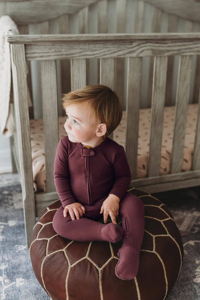 Organic 2-Way Zipper Footie in Plum: 6-9m - Baby clothing