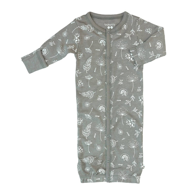 Pattern Print Baby Snaps Gown: Leaf