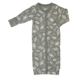 Pattern Print Baby Snaps Gown: Leaf