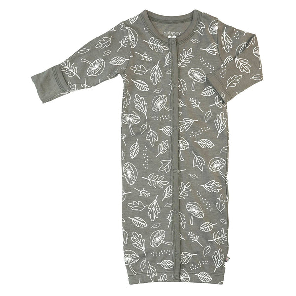 Pattern Print Baby Snaps Gown: Leaf