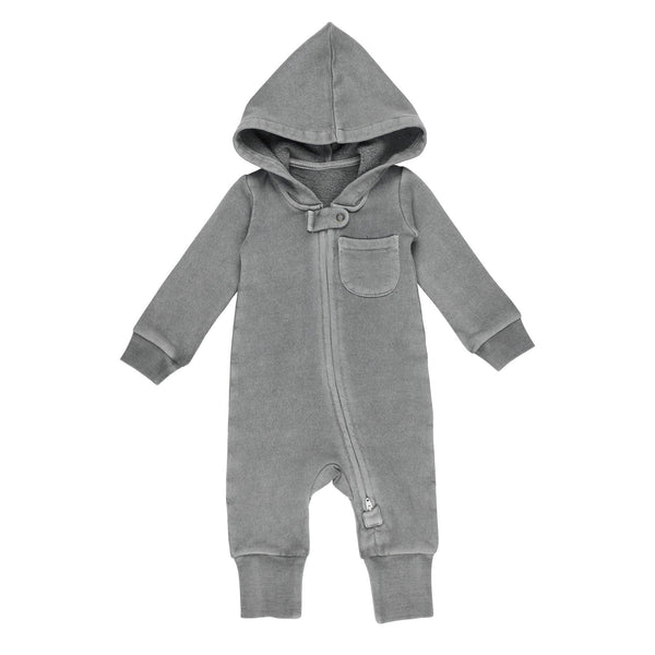 Organic Cozy Zipper Romper in Mist: 12-18m - Baby clothing
