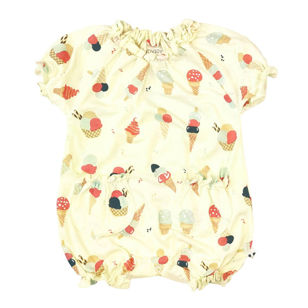 Baby Girl Pattern Bamboo Bubble Romper: Ice Cream