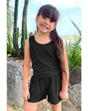 Girls 2 pc Ribbed Short Set: Blush Pink