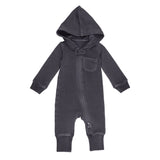 Organic Cozy Zipper Romper in Coal: 18-24m - Baby clothing