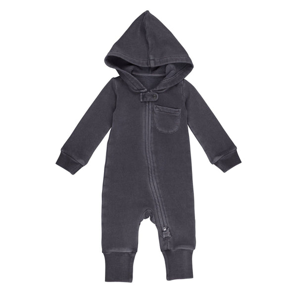 Organic Cozy Zipper Romper in Coal: 18-24m - Baby clothing