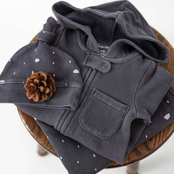 Organic Cozy Zipper Romper in Coal: 18-24m - Baby clothing