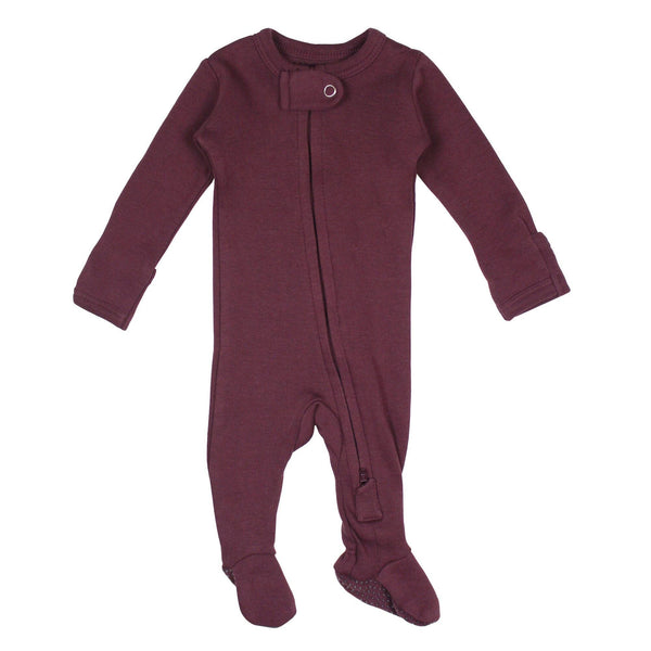Organic 2-Way Zipper Footie in Plum: 6-9m - Baby clothing