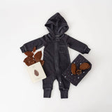 Organic Cozy Zipper Romper in Coal: 18-24m - Baby clothing