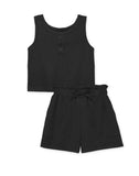 Girls 2 pc Ribbed Short Set: Blush Pink