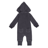 Organic Cozy Zipper Romper in Coal: 18-24m - Baby clothing