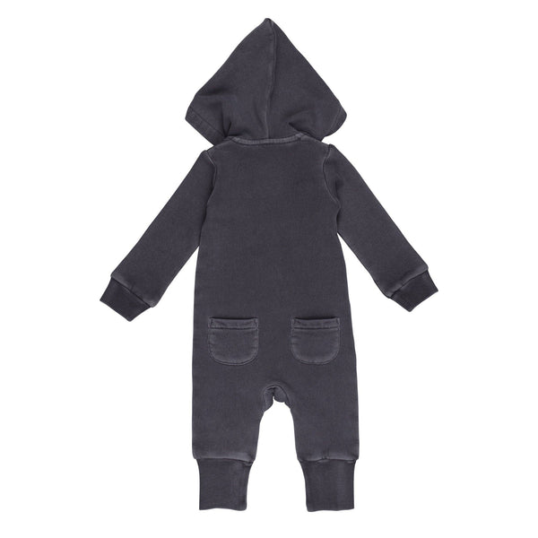Organic Cozy Zipper Romper in Coal: 18-24m - Baby clothing