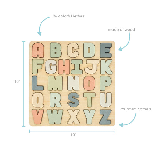 Wooden Alphabet Puzzle, Nursery Decor - Baby clothing