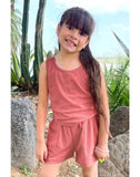 Girls 2 pc Ribbed Short Set: Blush Pink