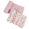Pink Leaves & Cotton Cand Classic Muslin Swaddle Blanket Set