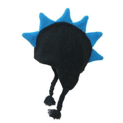 Black Mohawk Hat with Blue Spikes - Through my baby's eyes