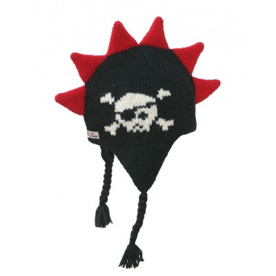 Black Mohawk Hat with Red Spikes and Skull - Through my baby's eyes