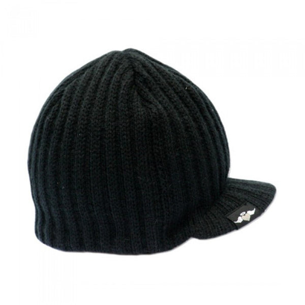 Black Rib Visor Beanie with Tag - Through my baby's eyes