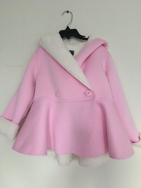Girls Black & White Coat w/ Pink Buttons