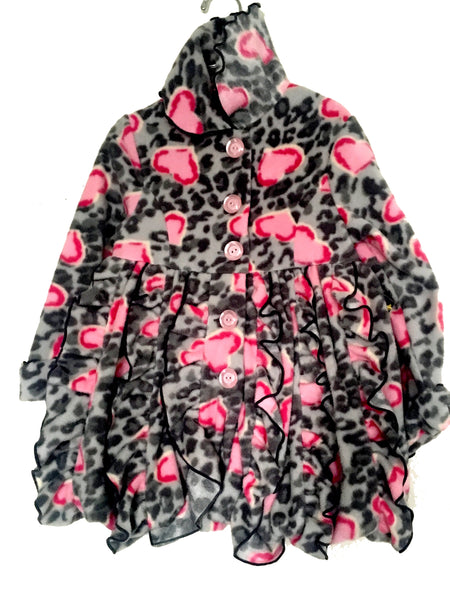 Double Breasted Reversible Fleece Coat - Pink
